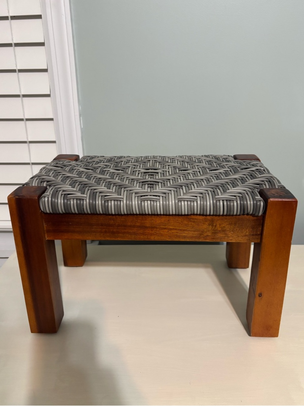 Decorative Stool Wood Frame With Woven Top